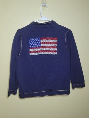 Michael Simon Beaded USA Flag Sweater Medium
